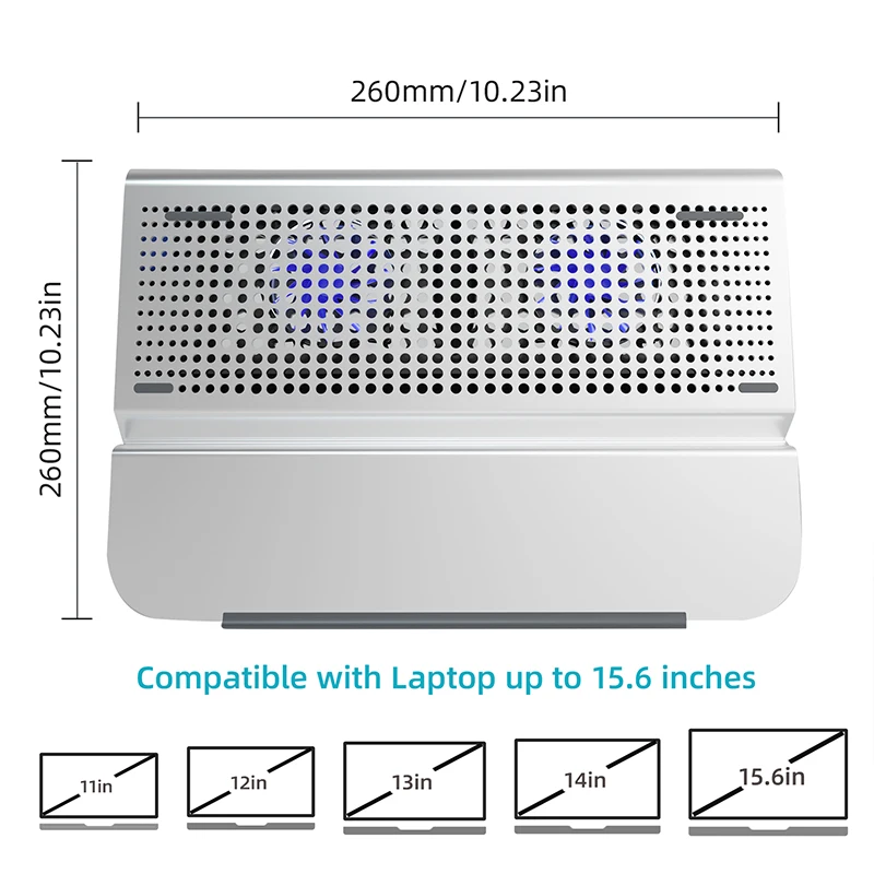 aluminum gaming laptop cooler silent fan portable cooling pad for macbook air pro 11 12 13 14 15 inch alloy bracket 2 usb ports free global shipping