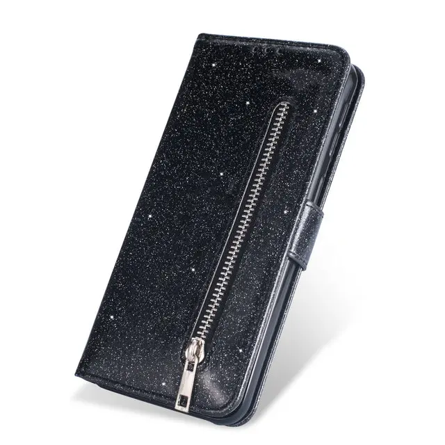Черный Шикарный кошелек для Coque samsung Note 10 Plus чехол S10Plus samsung A50 чехол флип для samsung Galaxy A70 A40 A20 J4 J6 Plus S10 5G - Цвет: Черный