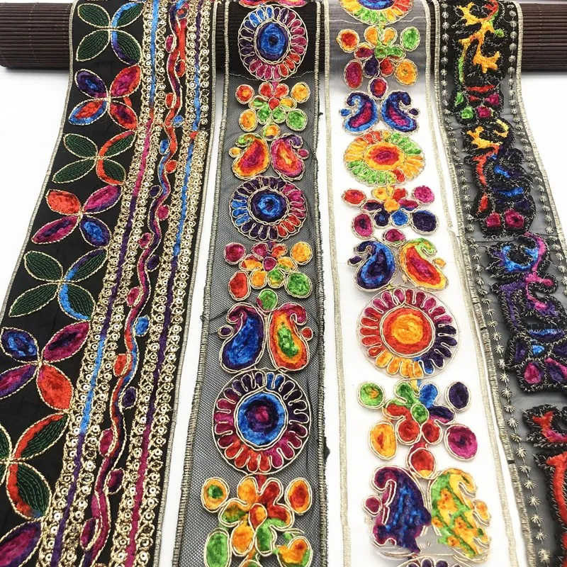 1 ярд этническая золотая нить с блестками африканская кружевная отделка лента