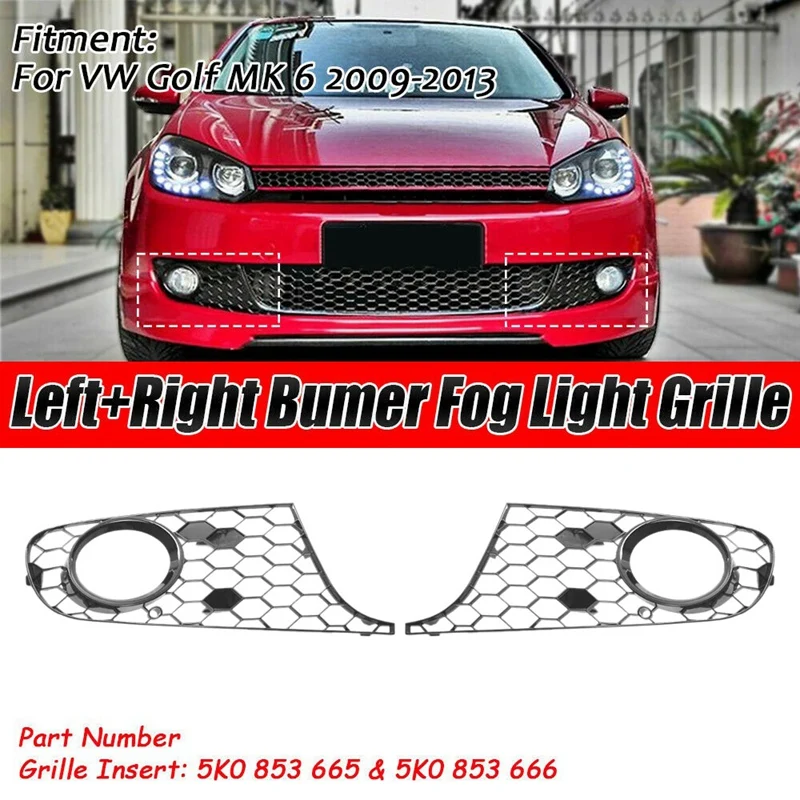 For-MK6 Golf/Jetta Wagon 2009-2013 черная ячеистая Шестигранная сетка передний бампер противотумансветильник РА решетка гриля