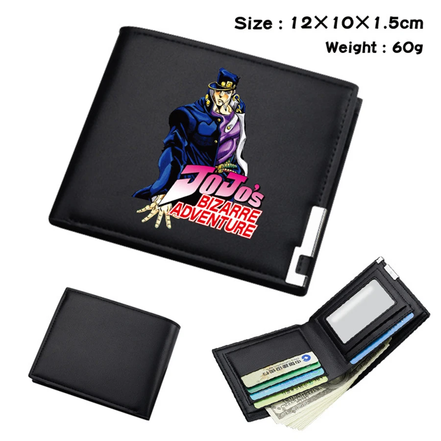 Аниме JoJo's причудливое приключение черный PU кошелек мужской двойной держатель