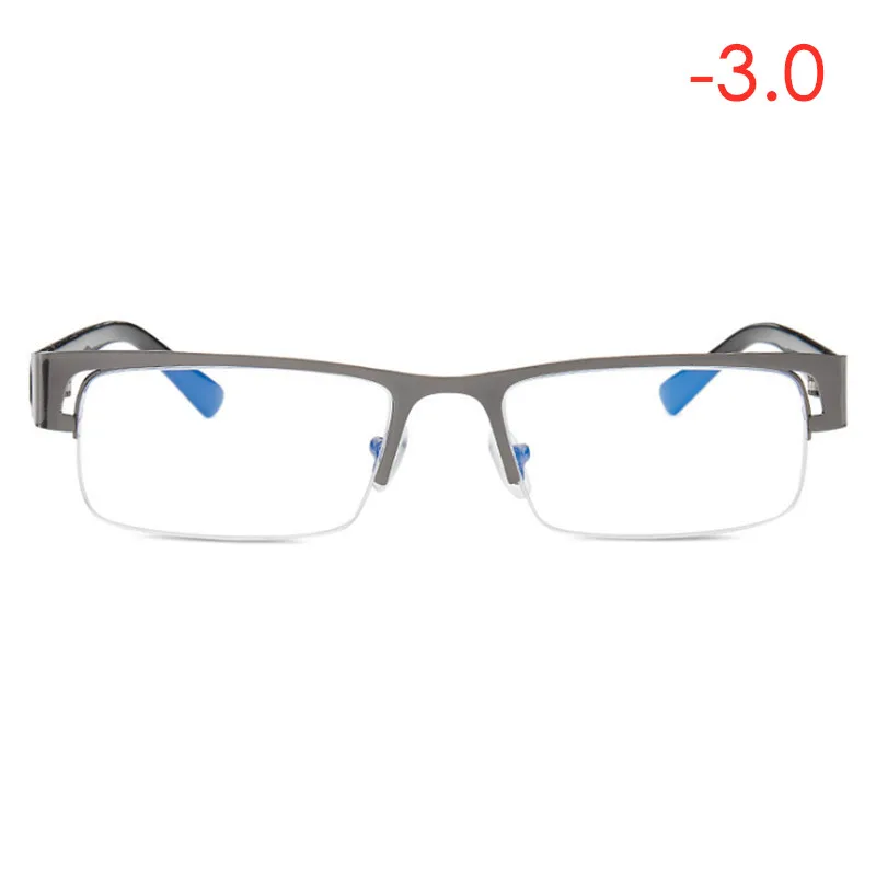 ZN13 Gun gray 1-1,5-2-2,5-3-3,5 до-6,0 готовые очки для близорукости Женщины Мужчины металлическая полуоправа студентов анти-синий свет близорукость очки ZN13 - Цвет оправы: ZN13 Gun gray