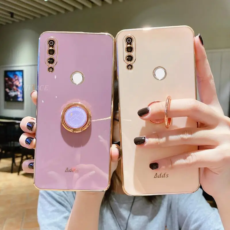 ring holder plating silicone phone stand case on for huawei p20 p30 p40 lite pro plus p smart 2019 psmart z plus 2018 cover free global shipping