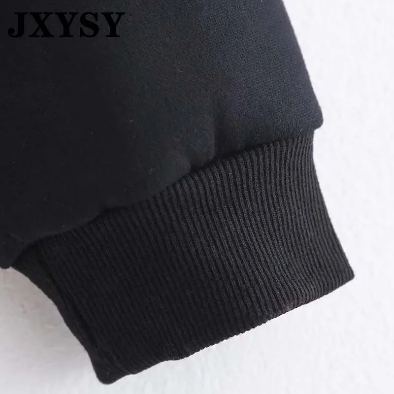 JXYSY толстовки Женская одежда черный розовый принт с мышкой из мультфильма длинный рукав О-образный вырез женский свитер Повседневный Свободный пуловер