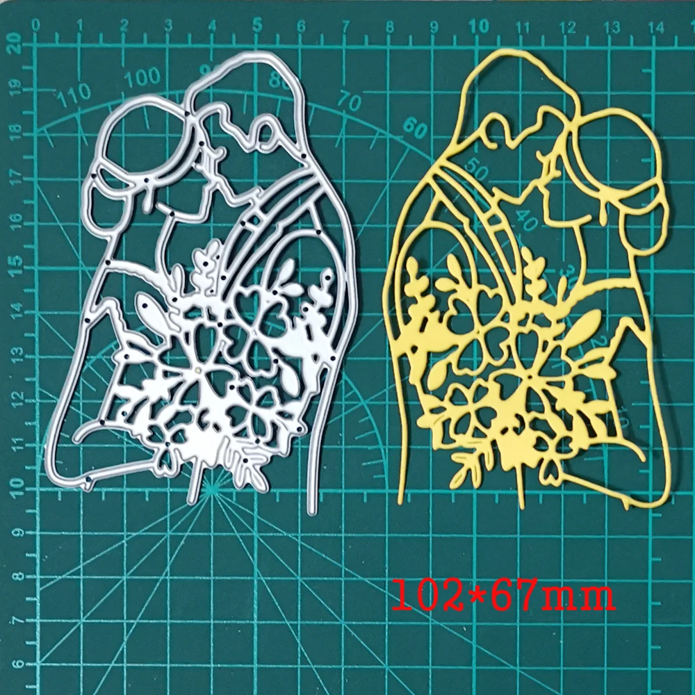 

Bride Groom Kissing Couple Wedding Metal Cutting Dies For Stamp Scrapbooking Stencils DIY Paper Album Cards Decor Embossing 2020