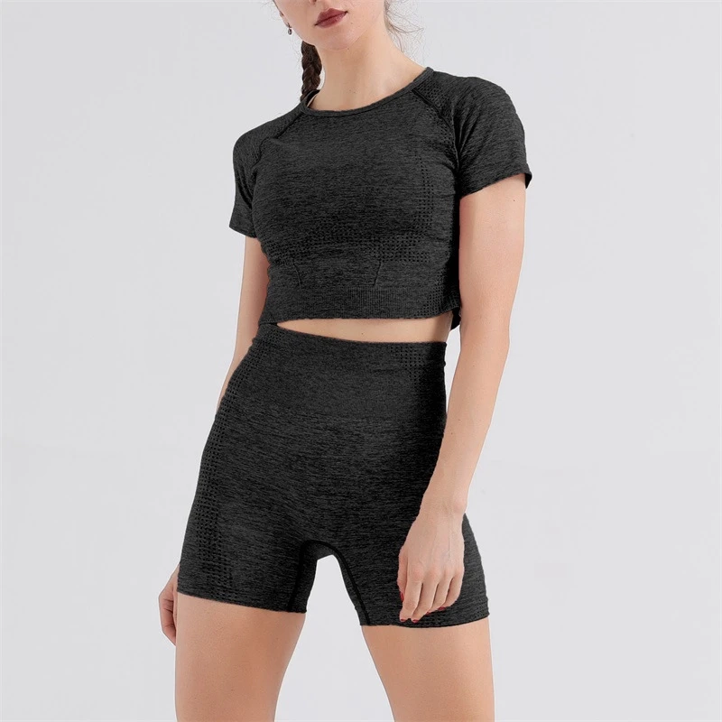 

Seamless Yoga Suit Women's Knitted Hip Stretch Fitness running sport Suit