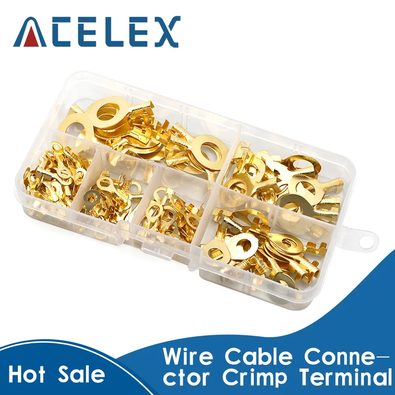 150 шт./компл. золотые клеммы кольцевого типа латунные неизолированные обжимные