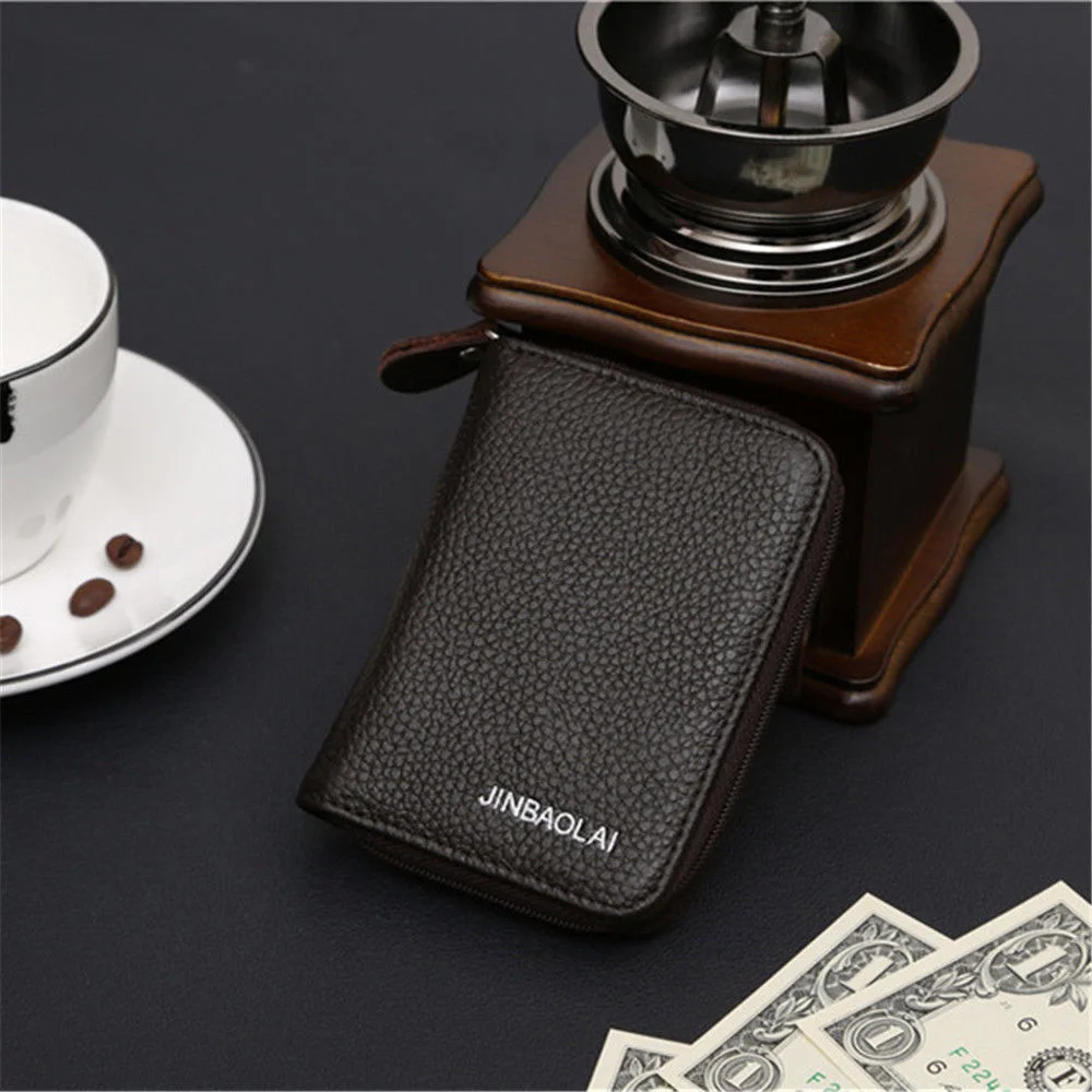 1PC Short Paragraph Men's Business Leather Small Wallet Credit Cards Holder Money Pockets Coin Purse Black Change Pouch | Багаж и