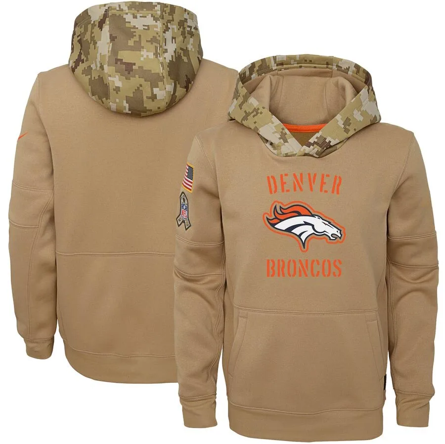 

Denver Youth Salute to Service Broncos Khaki Therma Pullover Hoodie