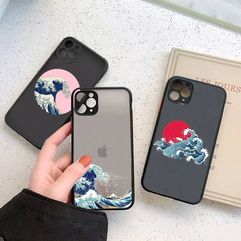 

japan Waves Phone Case For iphone 12 11 7 8 plus mini x xs xr pro max matte transparent cover