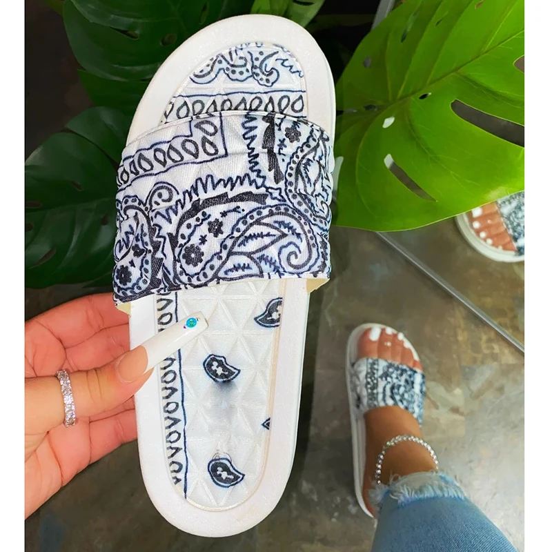 

Women's Comfy Bandana Slip-On Slippers Ladies Slides Indoor Outdoor Flip-flops Beach Shoes Summer Flip Flops Anti-Slip Footwear