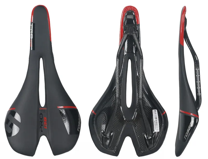

TOSEEK full carbon fiber bicycle saddle leather mountain road bike saddle soft hollow front seat 278*138/150mm cycling parts