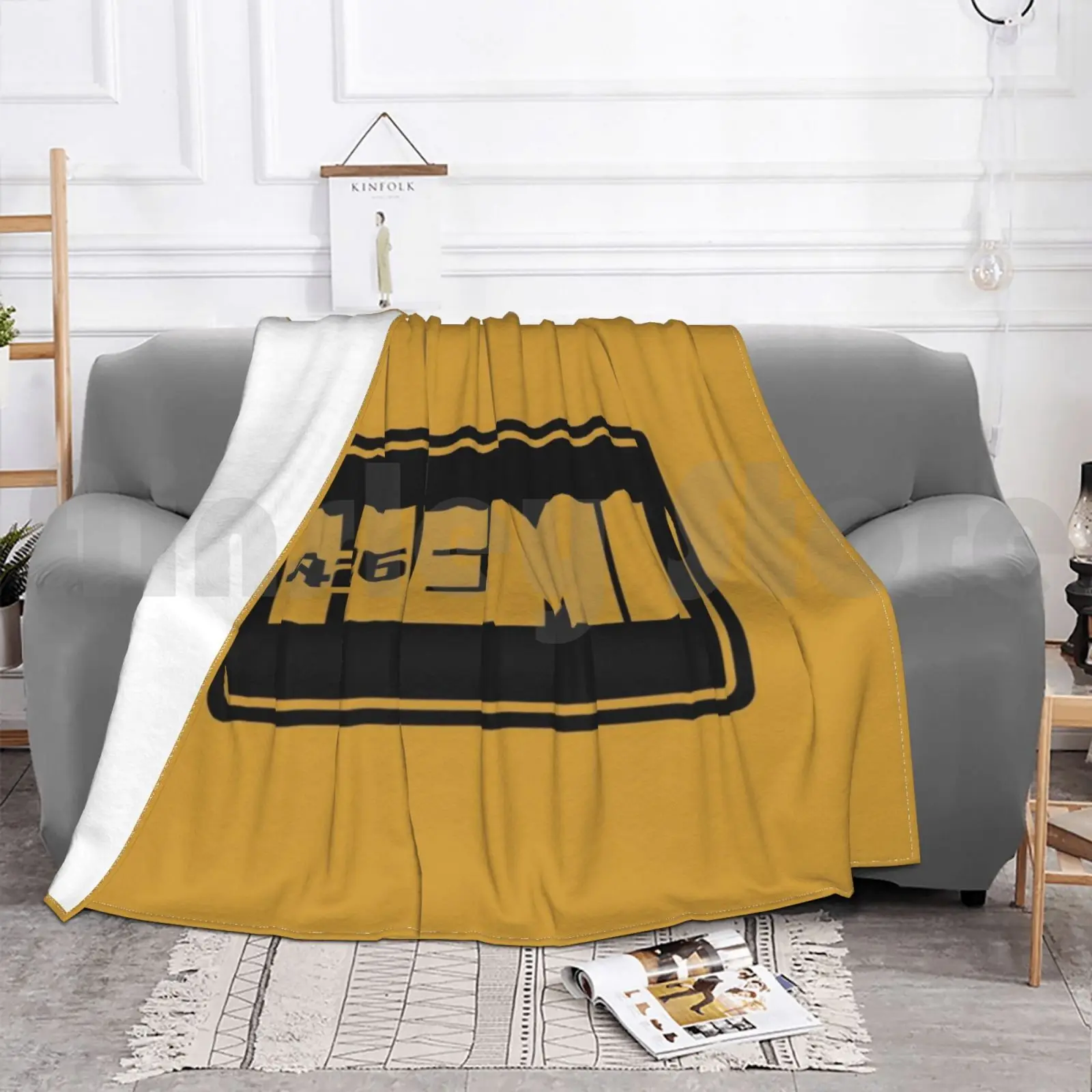 426 год Hemi Mopar Золотое на черном логотипе веерное художественное одеяло