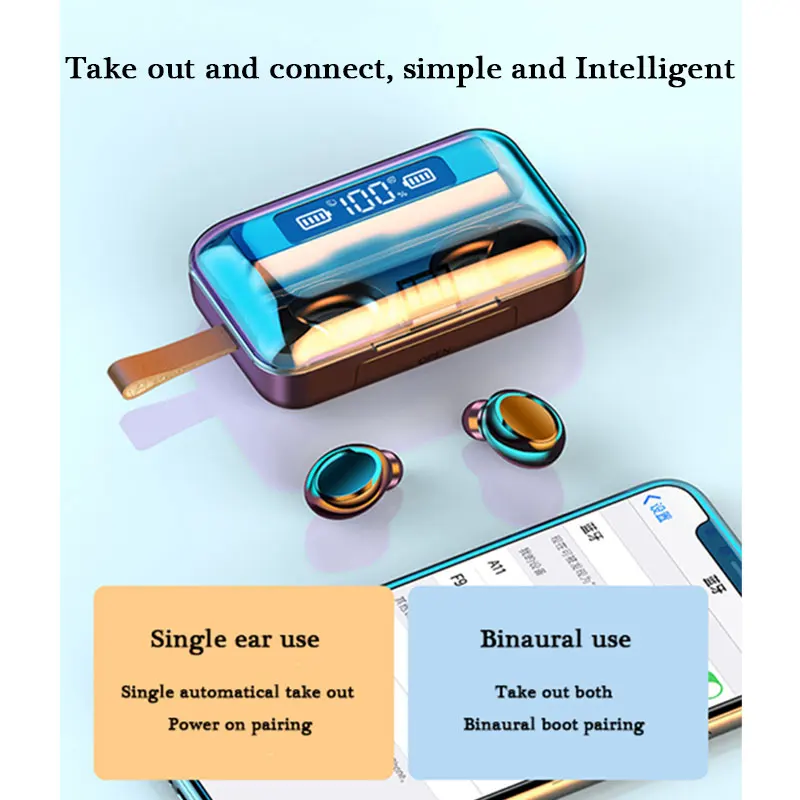 Беспроводные наушники Bluetooth V5.0 со светодиодным дисплеем зарядная коробка с