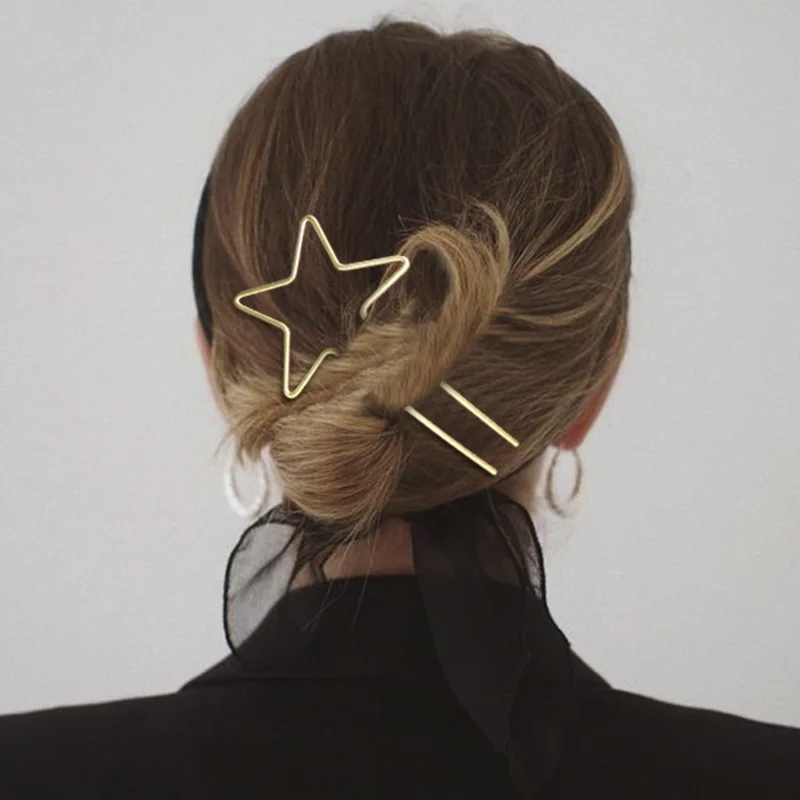 

Metal Alloy Heart Star Hair Stick U Shape Hairpins Women Barrette Clip Bridal Hair Accessories Wedding Hairstyle Tool Hair Clasp
