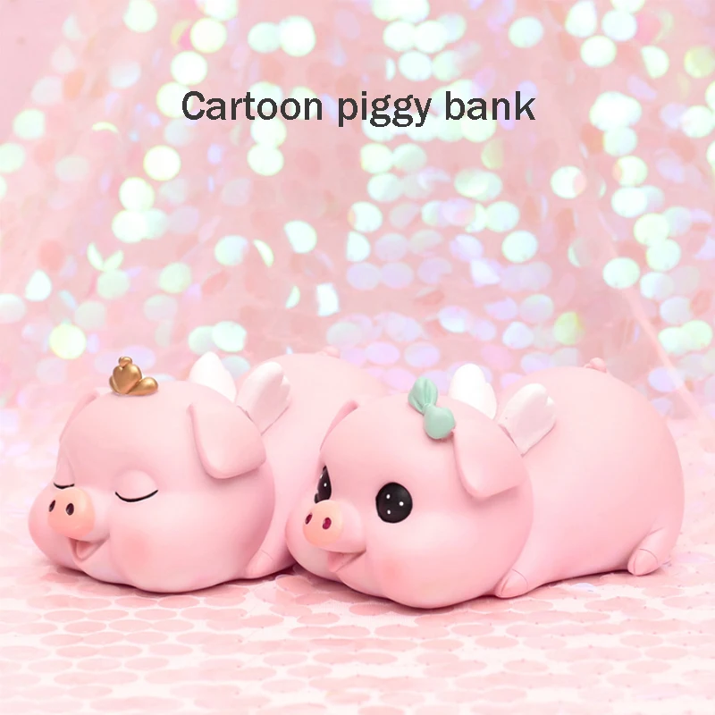 

Coin Storage Box Pig Piggy Bank Cute Creative Girl Heart Lying Cat Cat Piggy Bank Large Capacity Piggy Bank Resin Gift Decoratio