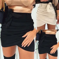 slim sexy skirt casual solid women bodycon pencil ladies party cocktail lace up high waist sashes mini skirt sexy streetwear