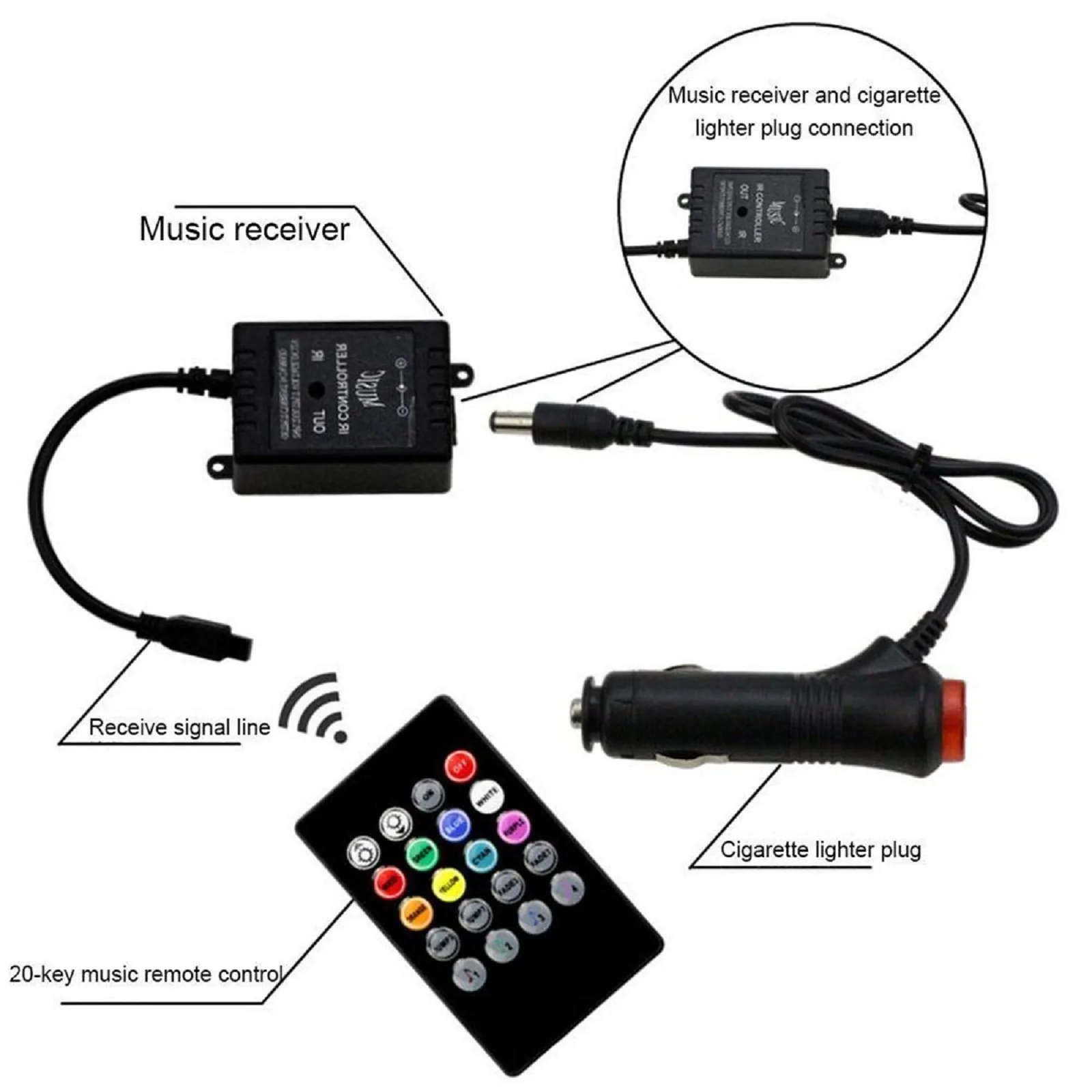 

4PCS 12V Car Interior RGB 7 Colour 9LED Strip Lights Kit Wireless Music Control Is Using For Lighting Up The Entire Car Interior