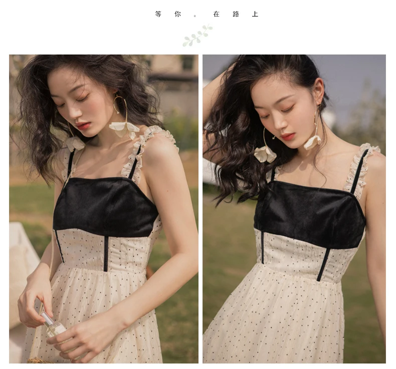 

Black Wave Dot Sling Retro Dress 2020 New Summer