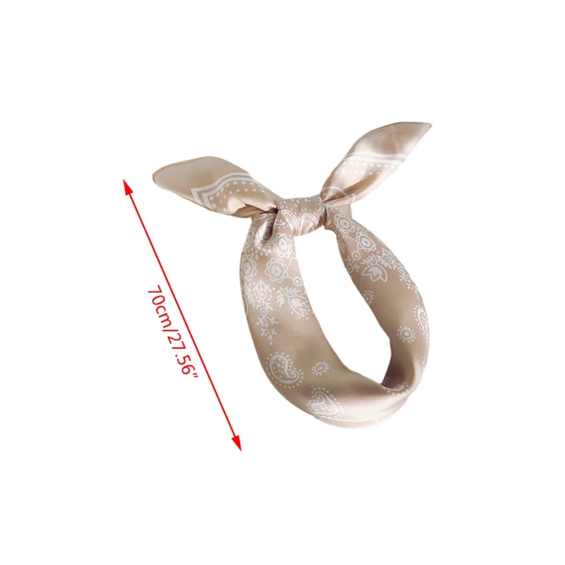 

70x70cm Korena Women Imitation Silk Square Neck Hair Scarf Vintage Paisley Floral Pattern Beach Bandana Neckerchief Headwrap Sma