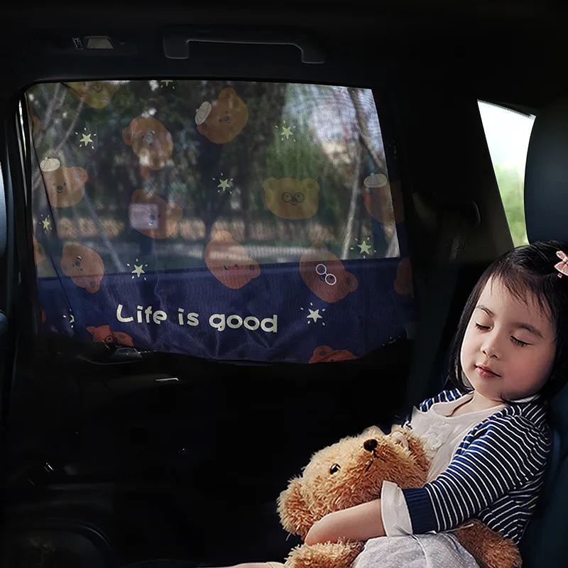 

Car Curtain Sunshade Bear Mesh Magnetic Car Side Curtain Sunscreen And Heat Insulation Car Products In Summer