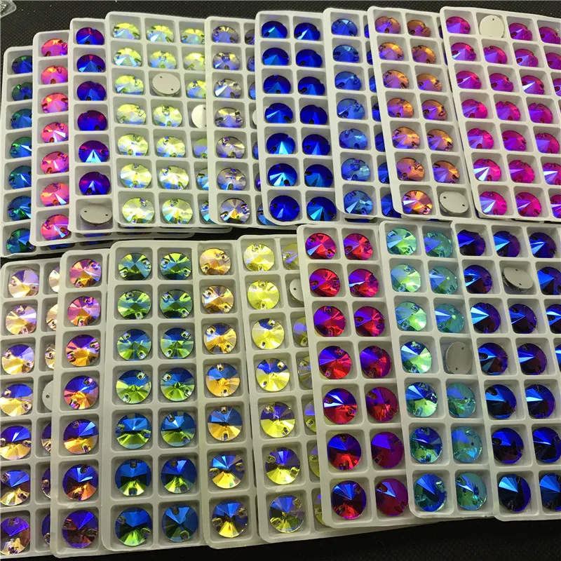 Хрустальные стразы Rivoli для шитья 8 мм 10 12 14 16 мм|ab color|sew on glass crystalssew |