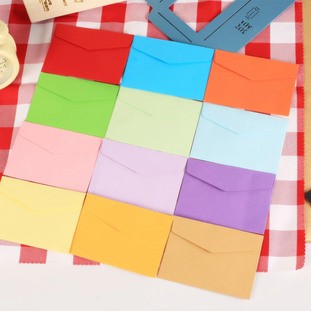 

100PCS Mini Easyclose Neon Brights Color Envelopes Assorted Envelopes for Cards - Random Color