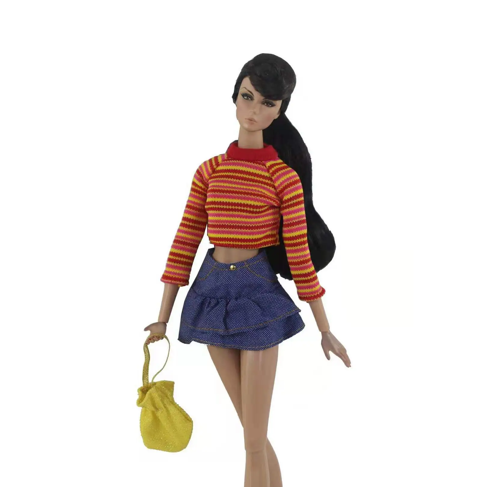 Модная искусственная джинсовая юбка с длинным рукавом 11 5 дюйма Одежда для кукол