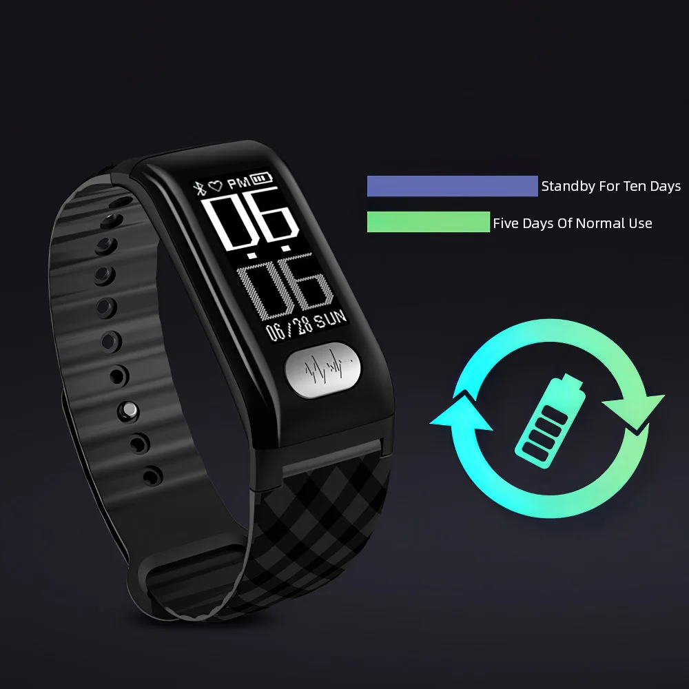 Крови Давление смарт браслет на запястье монитор ЭКГ дыхание поезд Smart Watch