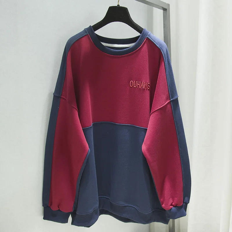 

2021 Spring Thin Sweatshirt Women's Loose Korean Style Sense of Design Niche Lazy Trend Round Neck Long Sleeve Top