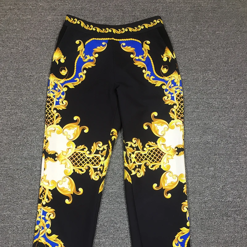 2019 осенний модный подиумный женский Костюм геометрический цветочный принт