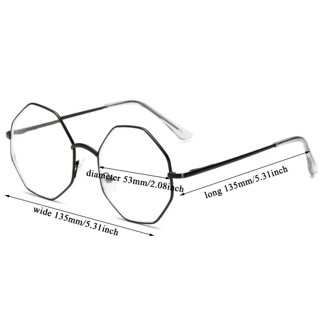 

Octagonal Polygon Glasses Unisex All-match Retro Light Eyeglasses Solid Color Art Retro Personality Trendy Metal Glasses Frame