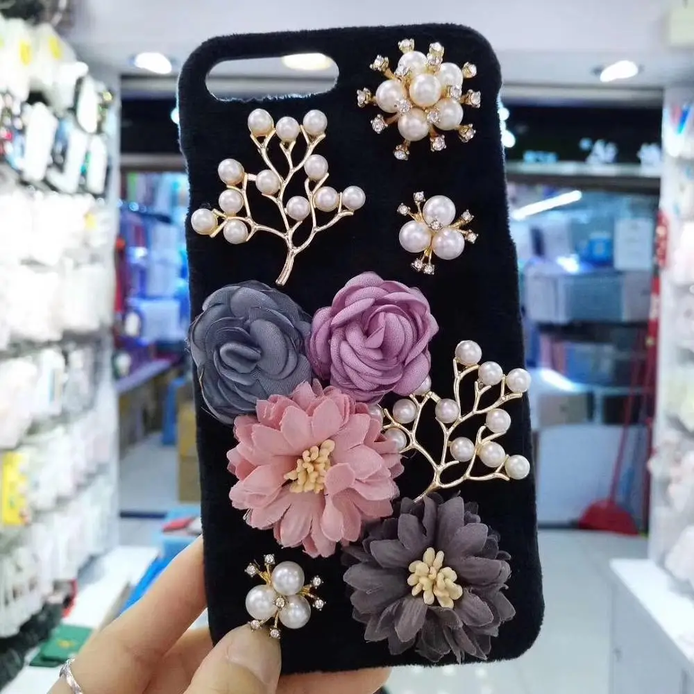 3D роскошный модный с украшениями в виде бриллиантов Жемчужный Цветок из текстиля