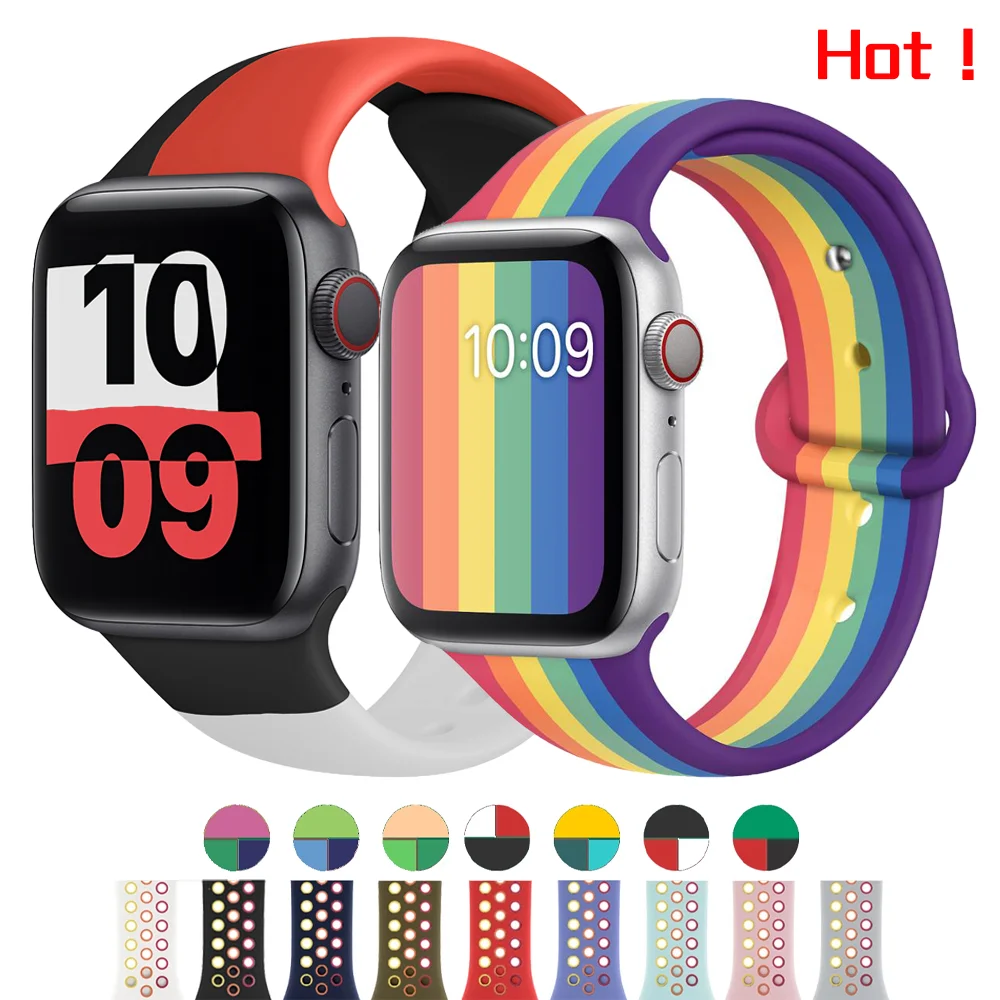 

Strap For apple watch band 44mm 40mm iwatch 42mm 38mm soft Silicone wristband smartwatch bracelet correa apple watch 6 SE 5 4 3