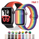 Ремешок для apple watch band 44 мм 40 мм iwatch 42 мм 38 мм, мягкий силиконовый браслет для смарт-часов, браслет для apple watch 6 SE 5 4 3