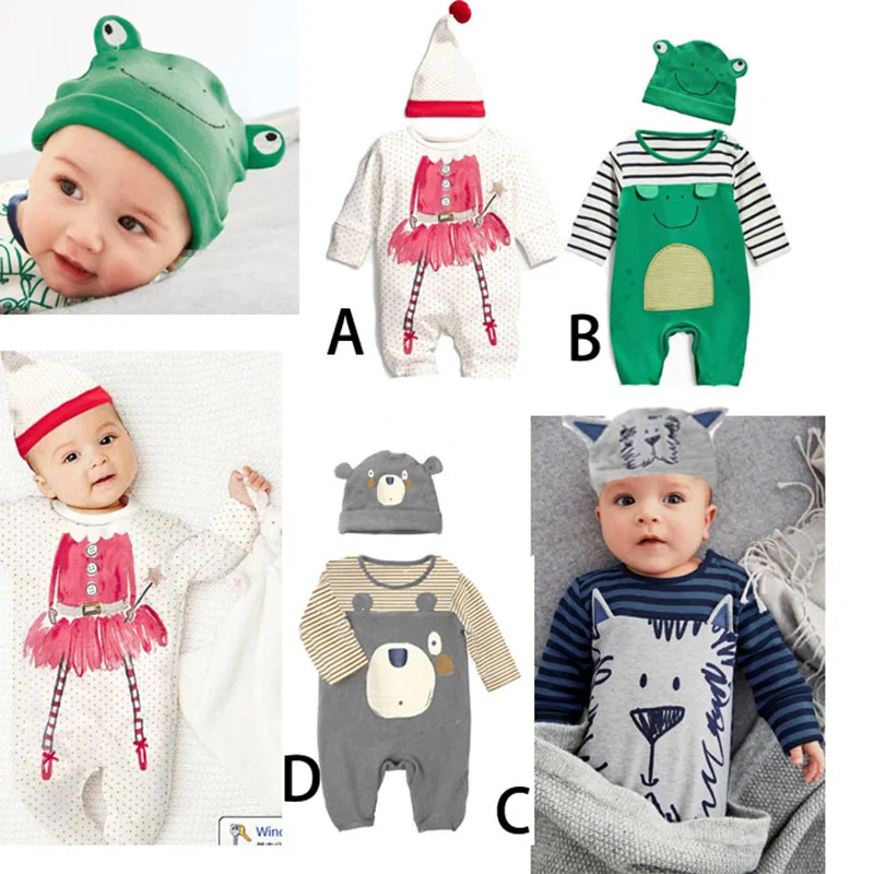 

Autumn Infant Baby Boys Romper Clothes Cotton Cute Cartoon Print Long Sleeve Jumpsuit+Hat Toddler Baby Clothes Outfits