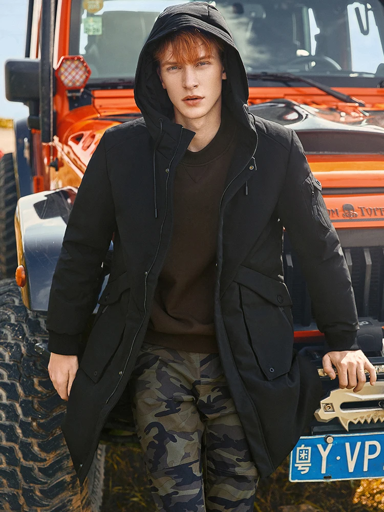 Толстый зимний мужской пуховик 2018 брендовая одежда теплое пальто на утином пуху