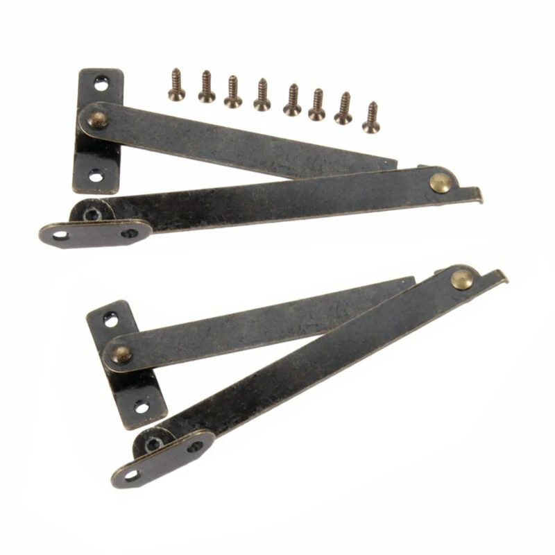 

Iron Antique bronze Cabinet Door Chests Folding Hinge Lift Up Strut Lid Flap Rods Stay Support for large boxes and cases display