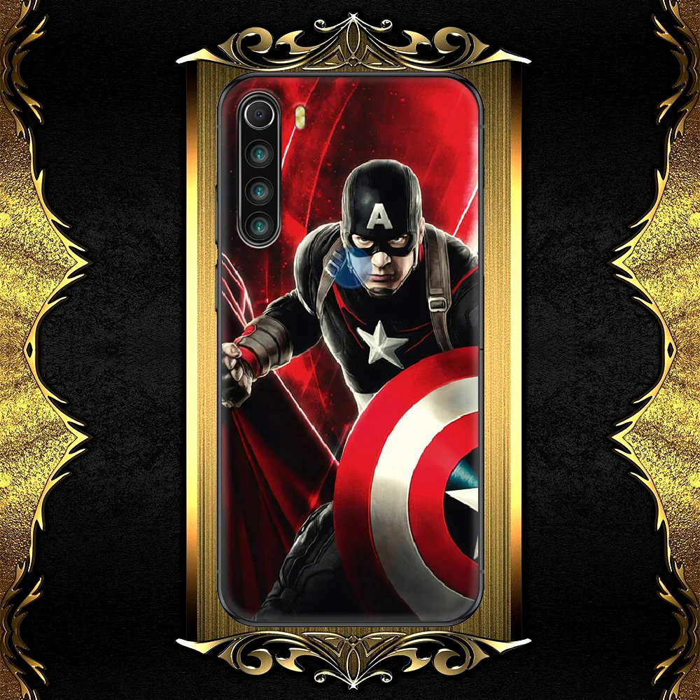

Captains America Super Hero Phone Case Cover Hull For XIAOMI Redmi 8 9 9C Note 6 7 8 9 9S K20 K30 K40 Pro Plus black Waterproof