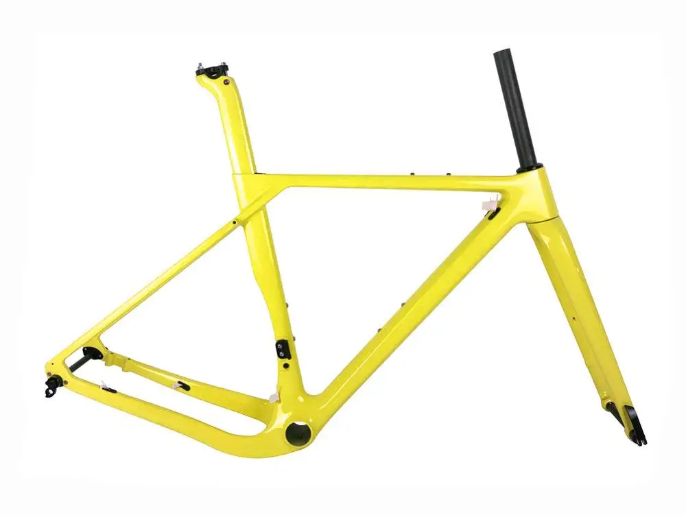 Yellow Glossy Spcycle 700* 40C аэро карбоновая гравия велосипедная рама дисковый тормоз Велокросс, дорога рамы для велосипеда передние 100*15 мм задние 142*12 мм через ось - Цвет: Yellow Glossy