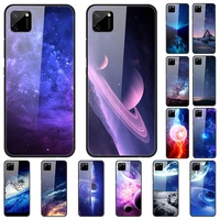 case for realme c11 back phone cover black silicone bumper with tempered glass star sky series