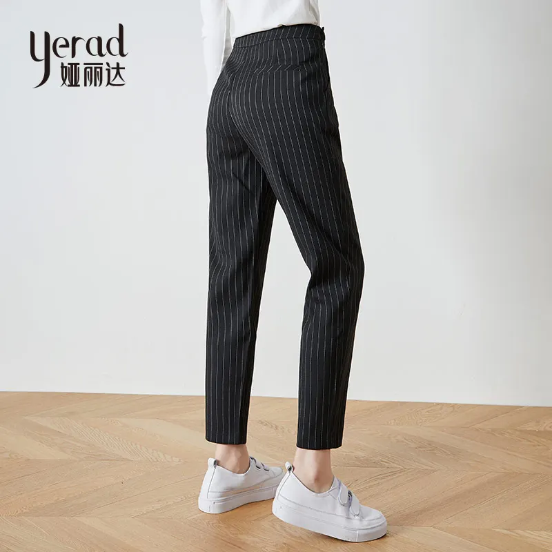 YERAD осенние элегантные женские полосатые шаровары с высокой талией офисные