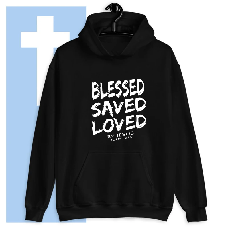 

Blessed Saved Loved By Jesus John 3:16 Hoody Casual Women Long Sleeve Jumper Christian Faith Hoodies Clothing