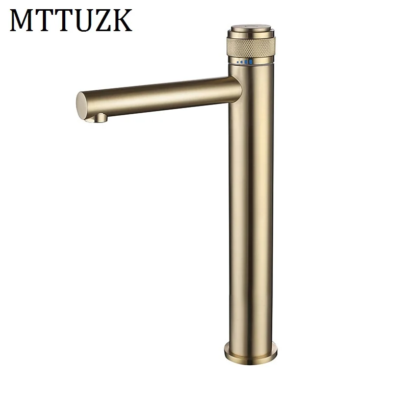 

MTTUZK 32CM Solid Brass Brushed Gold Bathroom Basin Faucet Cold Hot Mixer Taps Deck Mounted Matte Black Sink Faucet Black Crane