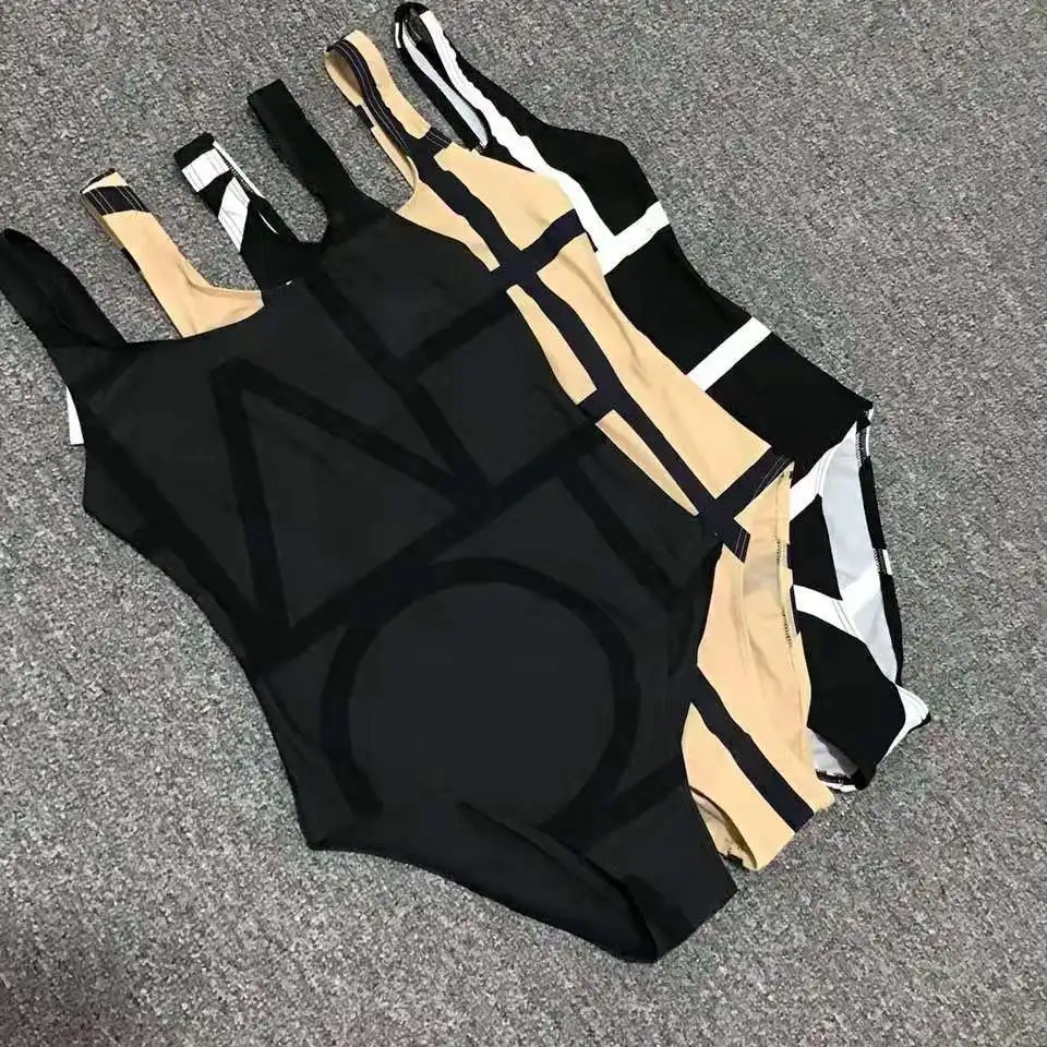 Женский купальный костюм праздничный слитный купальник с принтом логотипа