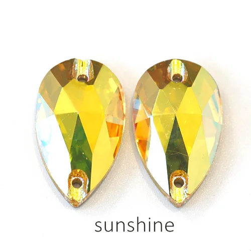 Sunshine 11x18 мм Красочные 24 цвета лучшее качество пришить стразы каплевидной формы бутик стекло Flatback пришить декоративные камни для одежды F0051 - Цвет: Sunshine