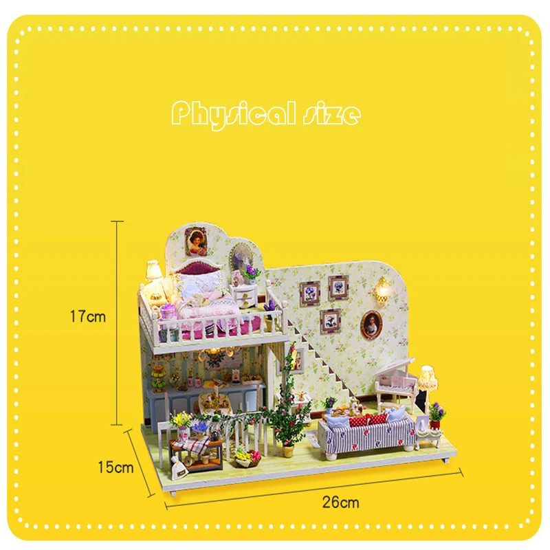 

3D DIY miniture doll house with light Handmade Wooden Dollhouse Kits Furniture Toys for Children Birthday Gifts Best Collection