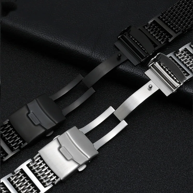 Shark Mesh Stainless Steel watch strap 20mm 22mm 24mm for breitling Iwc Citizen Seiko watches bracelet Thin Milan Watchband
