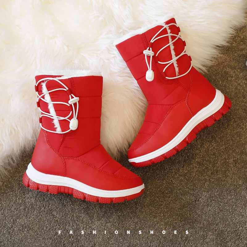 Girls Winter Boots Kid's Snow Boots For boy 2021 Cotton Girl‘s shoes 3-12 Boys Children Thickened Velvet  Non-slip Short Boots