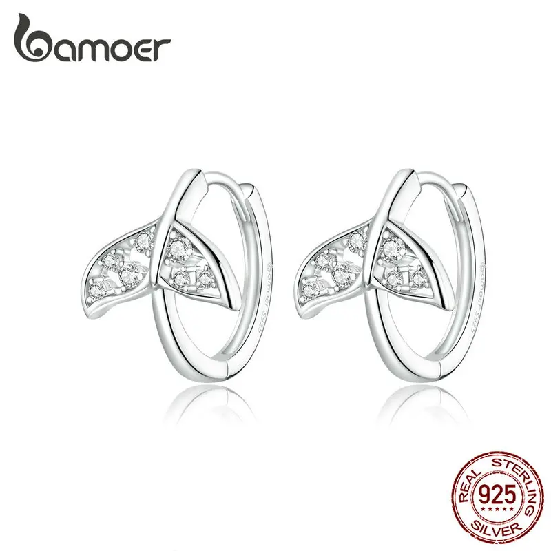 Женские маленькие серьги кольца bamoer массивные обручи в форме Русалочки с рыбьим